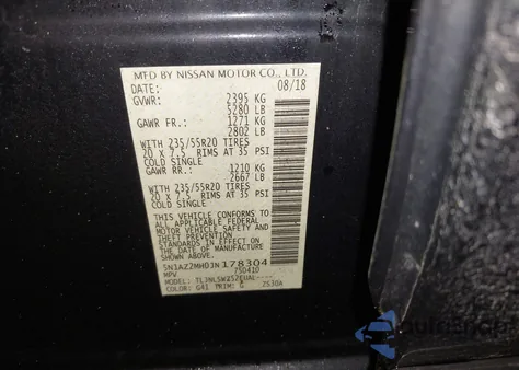 2018 Nissan Murano Platinum z USA, uszkodzony, nr VIN 5N1AZ2MH0JN178304